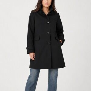 Vtg Marvin Richards Trench Coat L Rain Jacket Button Front Black Mock Neck